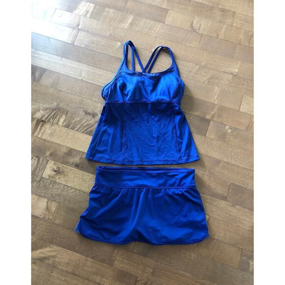 Land’s End 3-piece swim outfit Tankini, skort and rash guard size 8 petite - Picture 2 of 12